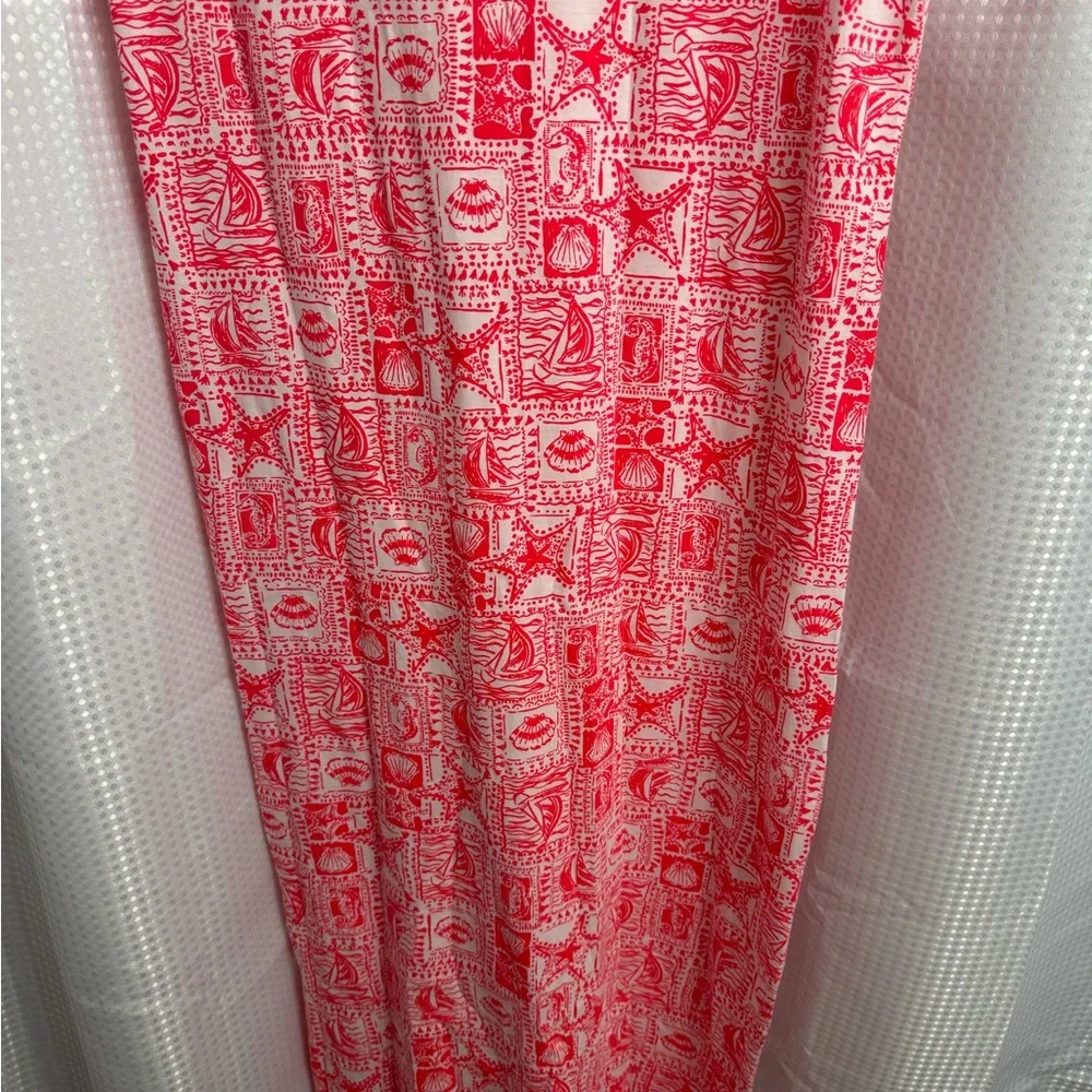 Lilly Pulitzer Coral-Pink Patterned V-Neck Maxi Dress - Picture 6 of 6
